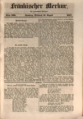 Fränkischer Merkur (Bamberger Zeitung) Mittwoch 18. August 1847