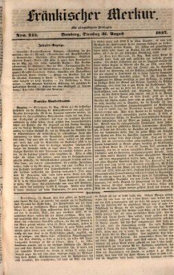 Fränkischer Merkur (Bamberger Zeitung) Dienstag 31. August 1847