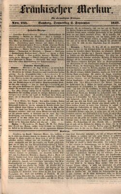 Fränkischer Merkur (Bamberger Zeitung) Donnerstag 2. September 1847