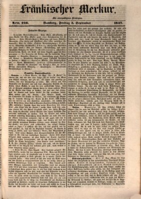 Fränkischer Merkur (Bamberger Zeitung) Freitag 3. September 1847