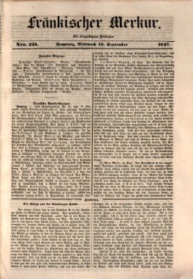 Fränkischer Merkur (Bamberger Zeitung) Mittwoch 15. September 1847