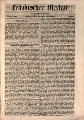 Fränkischer Merkur (Bamberger Zeitung) Sonntag 19. September 1847