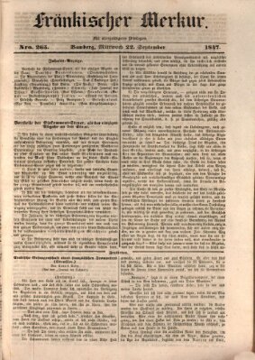 Fränkischer Merkur (Bamberger Zeitung) Mittwoch 22. September 1847