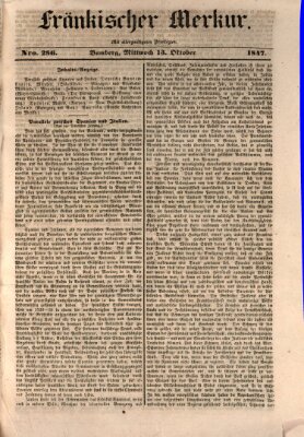 Fränkischer Merkur (Bamberger Zeitung) Mittwoch 13. Oktober 1847