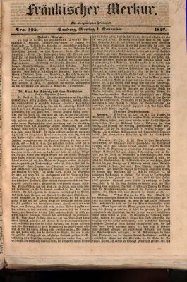 Fränkischer Merkur (Bamberger Zeitung) Montag 1. November 1847