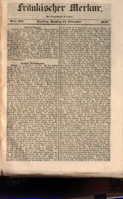 Fränkischer Merkur (Bamberger Zeitung) Samstag 13. November 1847