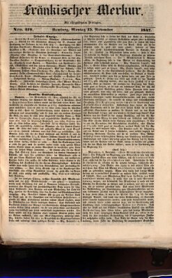 Fränkischer Merkur (Bamberger Zeitung) Montag 15. November 1847