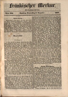 Fränkischer Merkur (Bamberger Zeitung) Donnerstag 2. Dezember 1847