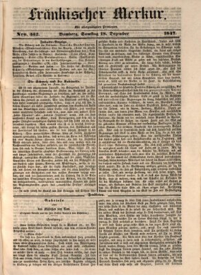 Fränkischer Merkur (Bamberger Zeitung) Samstag 18. Dezember 1847