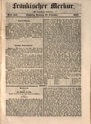 Fränkischer Merkur (Bamberger Zeitung) Sonntag 19. Dezember 1847