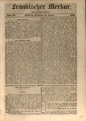 Fränkischer Merkur (Bamberger Zeitung) Mittwoch 12. Januar 1848