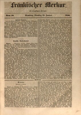 Fränkischer Merkur (Bamberger Zeitung) Dienstag 18. Januar 1848