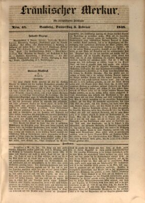 Fränkischer Merkur (Bamberger Zeitung) Donnerstag 3. Februar 1848