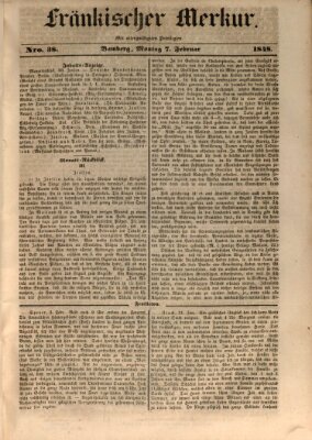 Fränkischer Merkur (Bamberger Zeitung) Montag 7. Februar 1848