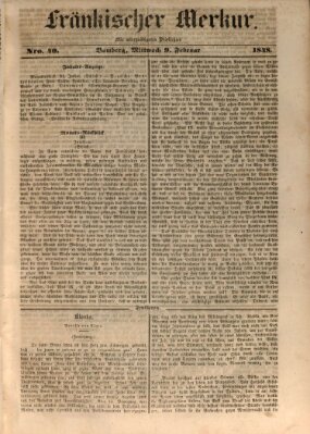 Fränkischer Merkur (Bamberger Zeitung) Mittwoch 9. Februar 1848