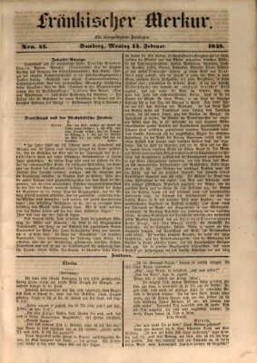 Fränkischer Merkur (Bamberger Zeitung) Montag 14. Februar 1848