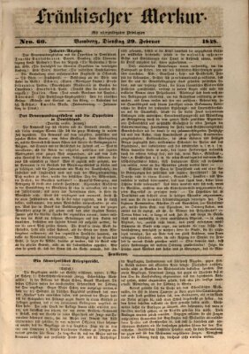 Fränkischer Merkur (Bamberger Zeitung) Dienstag 29. Februar 1848