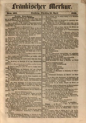 Fränkischer Merkur (Bamberger Zeitung) Dienstag 11. April 1848