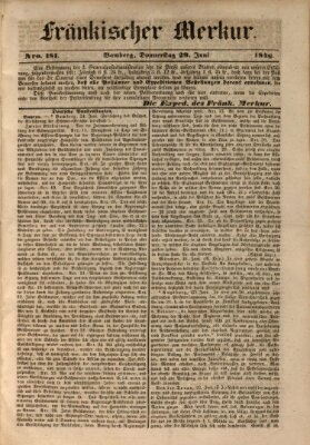 Fränkischer Merkur (Bamberger Zeitung) Donnerstag 29. Juni 1848