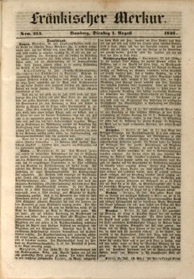 Fränkischer Merkur (Bamberger Zeitung) Dienstag 1. August 1848