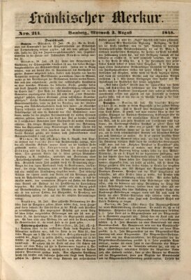 Fränkischer Merkur (Bamberger Zeitung) Mittwoch 2. August 1848