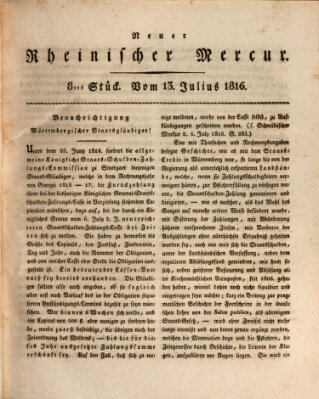 Neuer rheinischer Merkur (Rheinischer Merkur) Samstag 13. Juli 1816