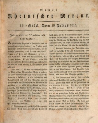 Neuer rheinischer Merkur (Rheinischer Merkur) Donnerstag 18. Juli 1816