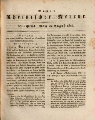 Neuer rheinischer Merkur (Rheinischer Merkur) Sonntag 25. August 1816