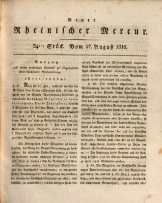 Neuer rheinischer Merkur (Rheinischer Merkur) Dienstag 27. August 1816