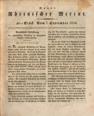 Neuer rheinischer Merkur (Rheinischer Merkur) Samstag 7. September 1816