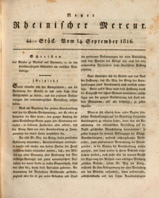 Neuer rheinischer Merkur (Rheinischer Merkur) Samstag 14. September 1816