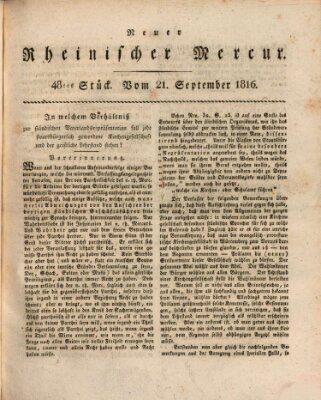 Neuer rheinischer Merkur (Rheinischer Merkur) Samstag 21. September 1816