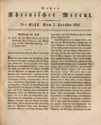 Neuer rheinischer Merkur (Rheinischer Merkur) Donnerstag 3. Oktober 1816