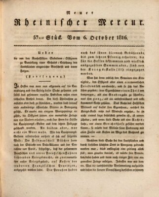 Neuer rheinischer Merkur (Rheinischer Merkur) Sonntag 6. Oktober 1816