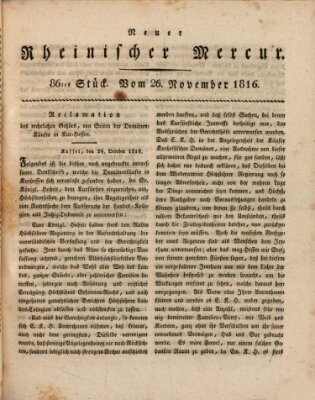 Neuer rheinischer Merkur (Rheinischer Merkur) Dienstag 26. November 1816