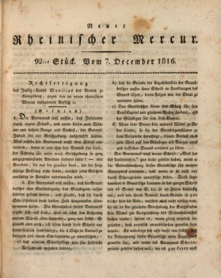 Neuer rheinischer Merkur (Rheinischer Merkur) Samstag 7. Dezember 1816