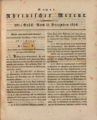 Neuer rheinischer Merkur (Rheinischer Merkur) Samstag 21. Dezember 1816