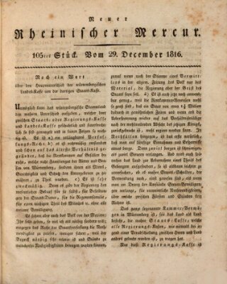 Neuer rheinischer Merkur (Rheinischer Merkur) Sonntag 29. Dezember 1816