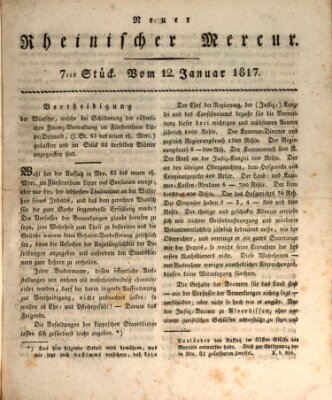 Neuer rheinischer Merkur (Rheinischer Merkur) Sonntag 12. Januar 1817