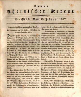 Neuer rheinischer Merkur (Rheinischer Merkur) Donnerstag 13. Februar 1817