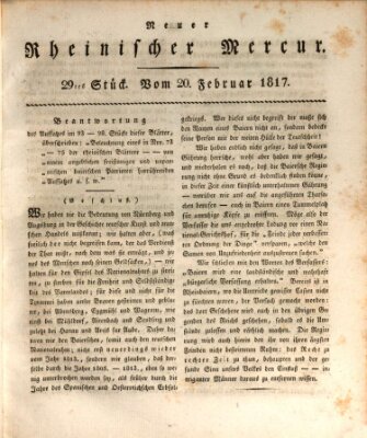 Neuer rheinischer Merkur (Rheinischer Merkur) Donnerstag 20. Februar 1817