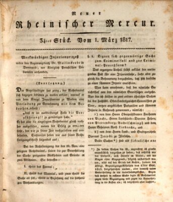 Neuer rheinischer Merkur (Rheinischer Merkur) Samstag 1. März 1817