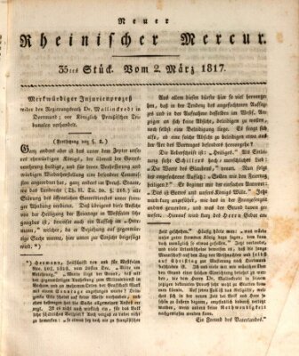 Neuer rheinischer Merkur (Rheinischer Merkur) Sonntag 2. März 1817