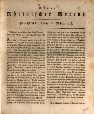Neuer rheinischer Merkur (Rheinischer Merkur) Samstag 15. März 1817