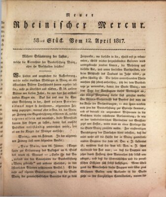 Neuer rheinischer Merkur (Rheinischer Merkur) Samstag 12. April 1817