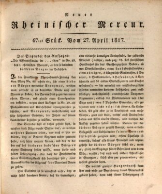 Neuer rheinischer Merkur (Rheinischer Merkur) Sonntag 27. April 1817