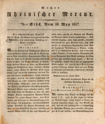 Neuer rheinischer Merkur (Rheinischer Merkur) Sonntag 18. Mai 1817