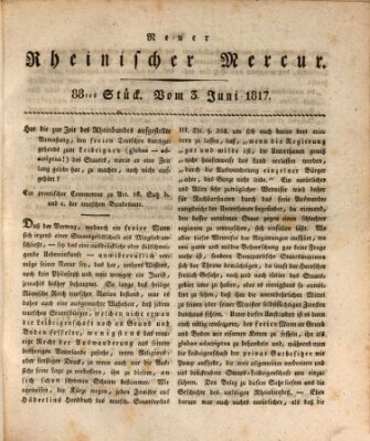 Neuer rheinischer Merkur (Rheinischer Merkur) Dienstag 3. Juni 1817