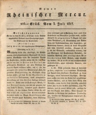 Neuer rheinischer Merkur (Rheinischer Merkur) Donnerstag 3. Juli 1817