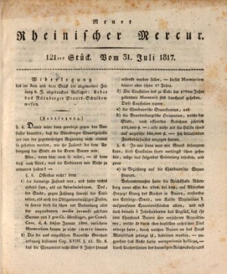 Neuer rheinischer Merkur (Rheinischer Merkur) Donnerstag 31. Juli 1817